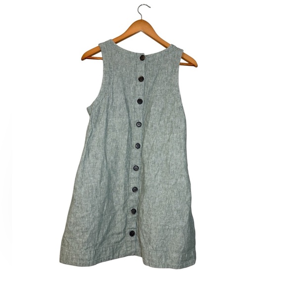 Madewell Sage Green Linen Cotton Tank Mini Dress NF885 w/ Pockets Size M - Picture 6 of 6